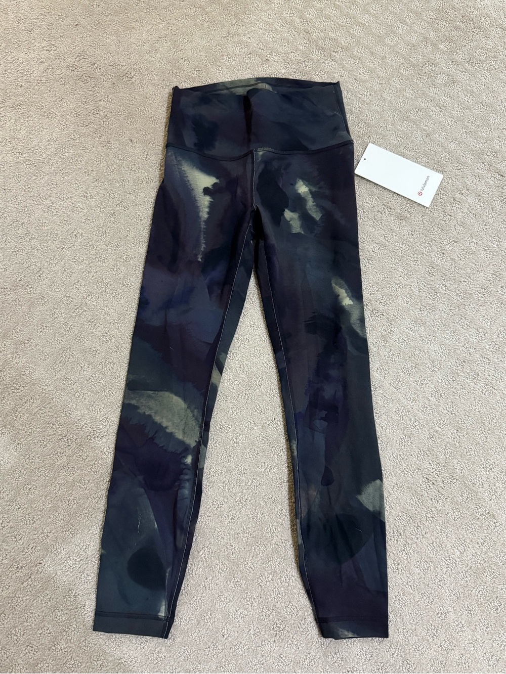lululemon athletica Black and Olive Green Tie-Dye Leggings